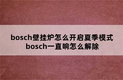 bosch壁挂炉怎么开启夏季模式 bosch一直响怎么解除